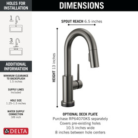 9959TL-KS-DST Trinsic 8.38-in x 4.19-in x 13.50-in Touch2O Bar and Prep Faucet with Touchless Technology, Black Stainless