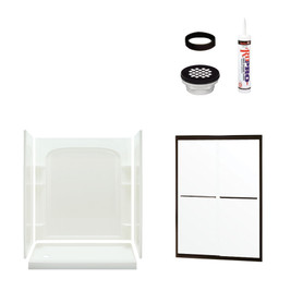 7217L-5475DRC 73.75-in x 60-in x 30-in Vikrell Wall and Floor 5-Piece Alcove Shower Kit in Deep Bronze with Clear Glass