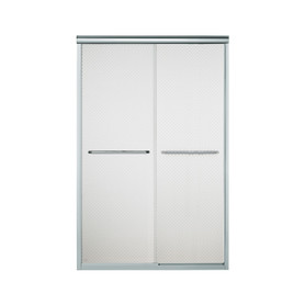 42.625-in to 47.625-in W x 70.0625-in H Frameless Sliding Shower Door in Silver with Cirkette Glass Pattern