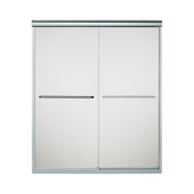 54.625-in to 59.625-in W x 70.0625-in H Frameless Sliding Shower Door in Silver with Cirkette Glass Pattern