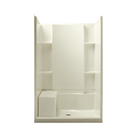 Alcove Shower Kit 36-in L x 48-in W x 74.75-in H in Biscuit