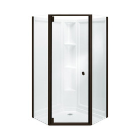 Frameless Neo Angle Shower Door 72.25-in H x 36.125-in W with Clear Glass in Deep Bronze