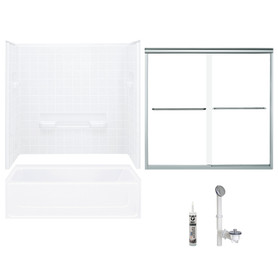 Sterling 6104L-5405SC-0 All Pro 60-in x 30-in Vikrell 5-Piece Bath and Shower Kit with Clear Door