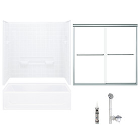 Sterling 6104R-5405SC-0 All Pro 60-in x 30-in Vikrell 5-Piece Bath and Shower Kit with Clear Door