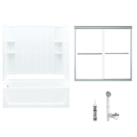 Sterling 7112L-5405SC-0 60-in x 32-in Bathtub, Walls and Door Kit, in White/Chrome with Clear Glass
