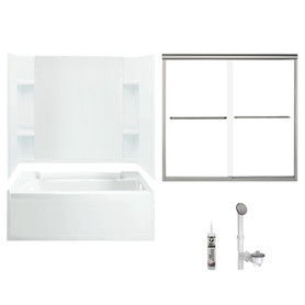 Sterling 7115R-5405NC-0 60-in x 32-in Bathtub, Walls and Door Kit, in White/Nickel with Clear Glass