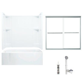 Sterling 7124L-5405SC-0 60-in x 30-in Bathtub, Walls and Door Kit, in White/Chrome with Clear Glass