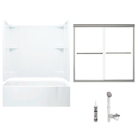 Sterling 7124R-5405NC-0 60-in x 30-in Bathtub, Walls and Door Kit, in White/Nickel with Clear Glass