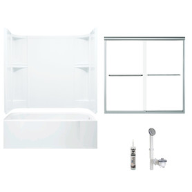 Sterling 7124R-5405SC-0 60-in x 30-in Bathtub, Walls and Door Kit, in White/Chrome with Clear Glass