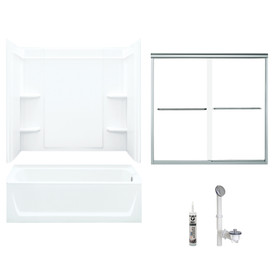 Sterling 7132R-5405SC-D-0 60-in x 32-in Bathtub, Walls and Door Kit, in White/Chrome with Clear Glass