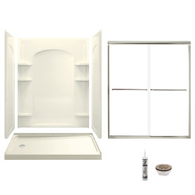 Sterling 7218L-5475NC-B-96 Ensemble 60-in x 32-in Vikrell 5-Piece Shower Kit with Backers/Clear Door