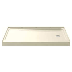 60-in x 32-in Shower Base, Walls and Door Kit, in Biscuit/Chrome with Clear Glass