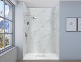 PPWKX60367224-60 Prodigy Plus 60-in x 36-in x 72/24-in Shower Wall Kit, Calcite (8-in x 16-in Horizontal Tile Pattern with Stone Color)