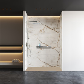 PPWK603696-63 Prodigy Plus 60-in x 36-in x 96-in Shower Wall Kit, Lustrous Gold (8-in x 16-in Horizontal Tile Pattern with Stone Color)
