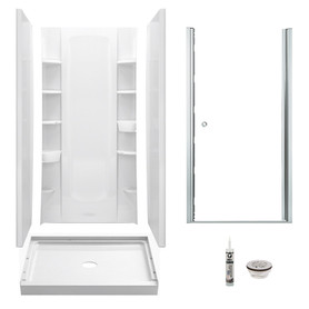 Sterling 7230-6305SC-B-0 Store+ 36-in x 34-in Vikrell 5-Piece Shower Kit with Backers/Clear Door