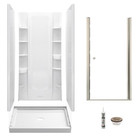 Sterling 7230-6305NC-B-0 Store+ 36-in x 34-in Vikrell 5-Piece Shower Kit with Backers/Clear Door