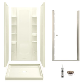 Sterling 7230-6305NC-B-96 Store+ 36-in x 34-in Vikrell 5-Piece Shower Kit with Backers/Clear Door