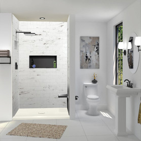 FZST7940C-32 Trimslate 79-in x 40-in Shower Base with Adjustable Single Threshold and Center Drain, Cameo