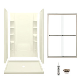 Sterling 7232-5475NC-B-96 Store+ 48-in x 34-in Vikrell 5-Piece Shower Kit with Backers/Clear Door