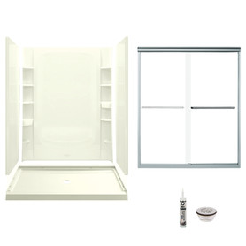 Sterling 7233-5475SC-B-96 Store+ 60-in x 34-in Vikrell 5-Piece Shower Kit with Backers/Clear Door