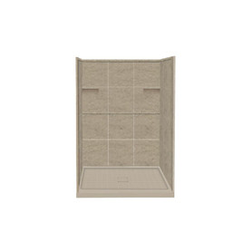 34-in x 48-in x 75-in Solid Surface Alcove Shower Kit in Sand Mountain