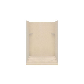 30-in x 60-in x 75-in Solid Surface Right-Hand Alcove Shower Kit in Matrix Khaki