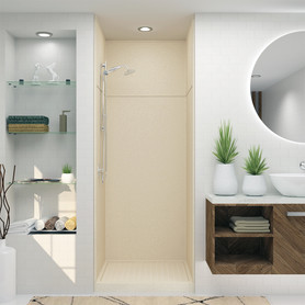 36-in x 36-in x 99-in Solid Surface Alcove Shower Kit with Extension in Sea Shore