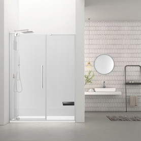 RDPD6076108C-PC Rynolds Duo 60-in x 76-in Pivot Shower Door With 5/16-in Clear Glass And Sabrina Double-Sided Handles, Polished Chrome