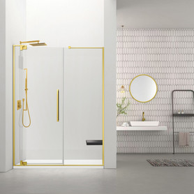 RDPD6076108C-CB Rynolds Duo 60-in x 76-in Pivot Shower Door With 5/16-in Clear Glass And Sabrina Double-Sided Handles, Champagne Bronze