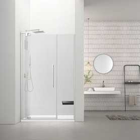 RDPD4876108C-PC Rynolds Duo 48-in x 76-in Pivot Shower Door With 5/16-in Clear Glass And Sabrina Double-Sided Handles, Polished Chrome