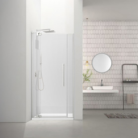 RDPD4276108C-PC Rynolds Duo 42-in x 76-in Pivot Shower Door With 5/16-in Clear Glass And Sabrina Double-Sided Handles, Polished Chrome