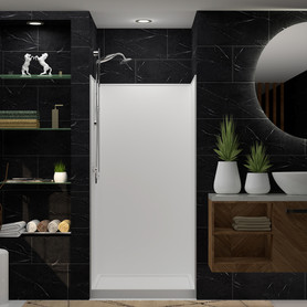 36-in x 36-in x 72-in Solid Surface Shower Wall Surround in White