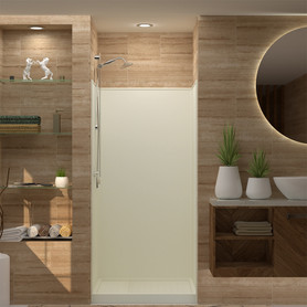 36-in x 36-in x 72-in Solid Surface Shower Wall Trimmable Surround in Biscuit