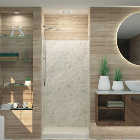 36-in x 36-in x 72-in Solid Surface Shower Wall Surround in Silver Mocha