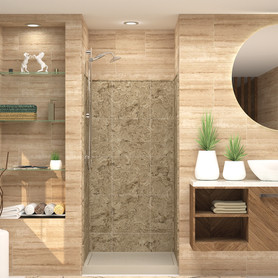 36-in x 36-in x 72-in Solid Surface Shower Wall Trimmable Surround in Sand Mountain