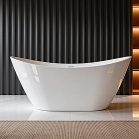 Skylar 59 in. x 31 in. Freestanding Oval Soaking Bathtub in Gloss White with Color-Matched EZ-Click Center Drain, 50.2-Gallon, 27 in. Soak Depth, 100% Acrylic, CSA Certified
