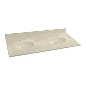 Samson 61-in x 22-in Cultured Marble Double Bowl Vanity Top, White on Bone (3-Pack)
