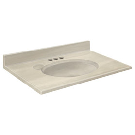 Samson 25-in x 19-in Cultured Marble Single Bowl Vanity Top, White on Bone (3-Pack)