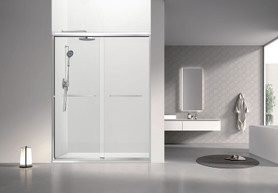Stratford 60-in x 78-in Bypass Shower Door With 5/16-in Clear Glass And Round Tube Handles, Polished Chrome