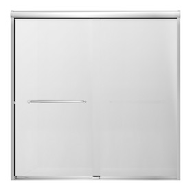 Stratford 60-in x 60-in Bypass Shower Door With 5/16-in Full Frost Glass And Round Tube Handles, Polished Chrome
