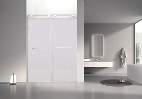 Olenna 60-in x 80-in Bypass Shower Door With 11/32-in Silver Sparkling Glass And Riley Handles, Polished Chrome