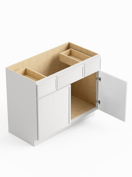 36-in x 21-in x 35-in Ready to Assemble Slim Shaker Vanity Combo Base Cabinet, White, VSD36-RTA-FR02-WH
