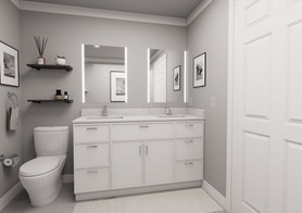 60-in x 21-in x 35-in Ready to Assemble Slim Shaker Vanity Combo Base Cabinet With Double Drawer Stack, White, VDDB60-RTA-FR02-WH