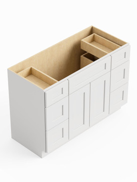48-in x 21-in x 35-in Ready To Assemble Shaker Vanity Combo Base Cabinet With Double Drawer Stack, White, VDDB48-RTA-FR01-WH