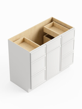 42-in x 21-in x 35-in Ready to Assemble Slim Shaker Vanity Combo Base Cabinet With Double Drawer Stack, White, VDDB42-RTA-FR02-WH