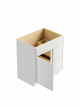 33-in x 21-in x 35-in Ready to Assemble Slim Shaker Vanity Combo Base Cabinet With Two Drawers on Right, White, V3321DR-2D-RTA-FR02-WH