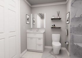 30-in x 21-in x 35-in Ready to Assemble Slim Shaker Vanity Combo Base Cabinet With Two Drawers on Right, White, V3021DR-2D-RTA-FR02-WH