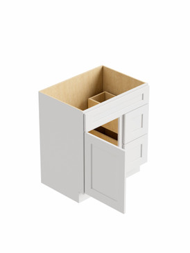 24-in x 21-in x 35-in Ready to Assemble Shaker Vanity Combo Base Cabinet With Two Drawers on Right, White, V2421DR-2D-RTA-FR01-WH