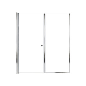 Lyna 60-in x 70-in Pivot Shower Door And Fixed Panel With 1/4-in Clear Glass And Double-Sided Knob Handles, Polished Chrome
