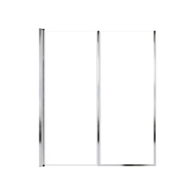 Lyna 57-in x 70-in Pivot Shower Door And Fixed Panel With 1/4-in Clear Glass And Double-Sided Knob Handles, Polished Chrome
